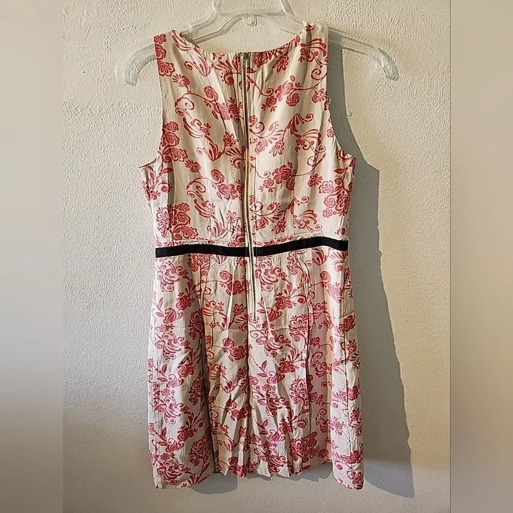 Ann Taylor Sleeveless Summer Size 8 Tan Beige Pink Floral